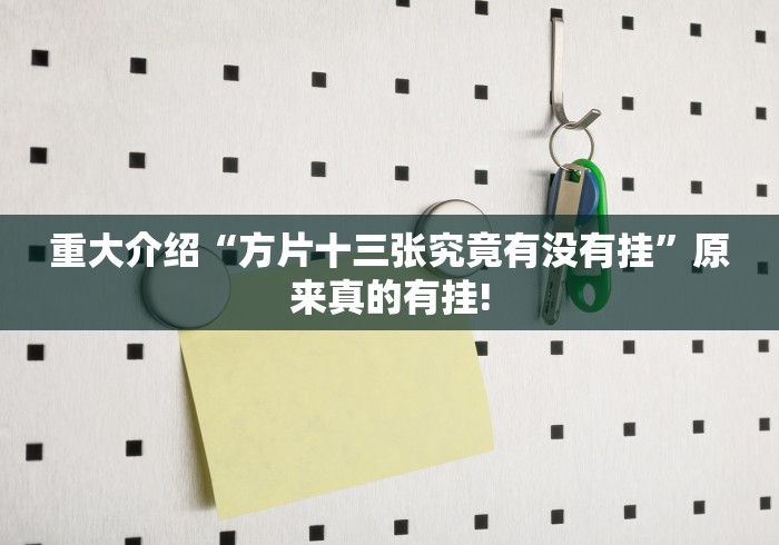 重大介绍“方片十三张究竟有没有挂”原来真的有挂!