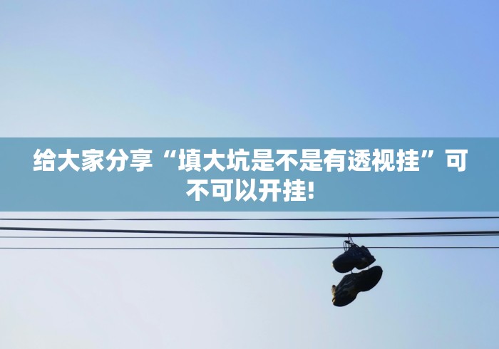 给大家分享“填大坑是不是有透视挂”可不可以开挂!