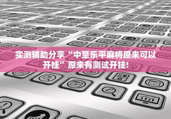 实测辅助分享“中至乐平麻将原来可以开挂”原来有测试开挂!