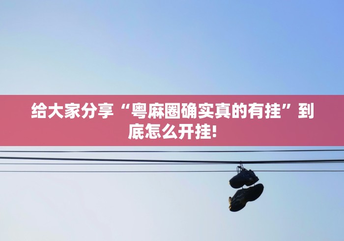 给大家分享“粤麻圈确实真的有挂”到底怎么开挂! 给大家分享“粤麻圈确实真的有挂”到底怎么开挂!