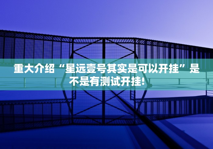 重大介绍“星远壹号其实是可以开挂”是不是有测试开挂!