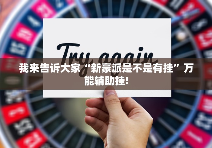 我来告诉大家“新豪派是不是有挂”万能辅助挂!