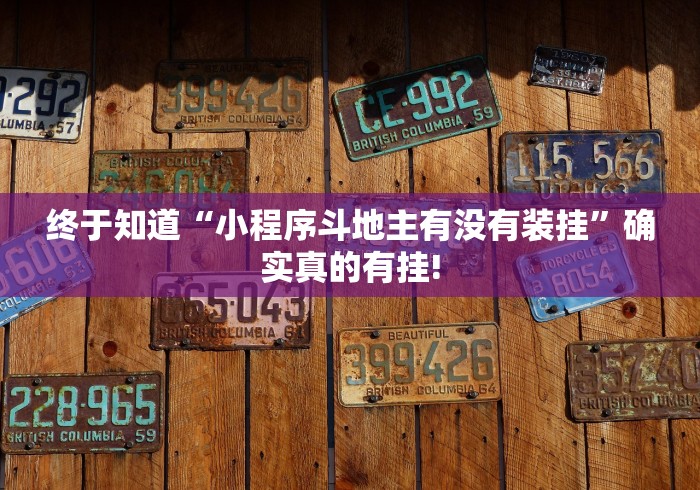 终于知道“小程序斗地主有没有装挂”确实真的有挂!