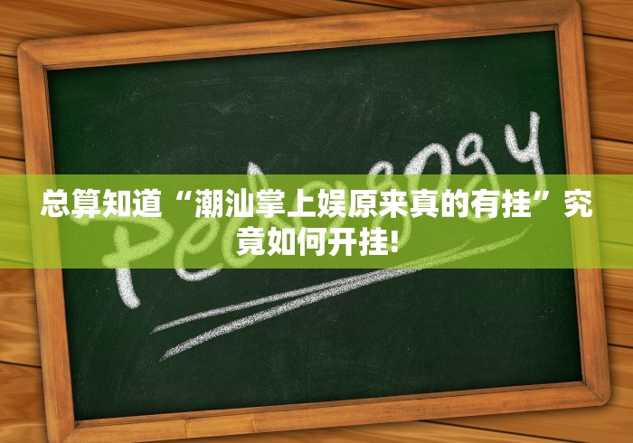 总算知道“潮汕掌上娱原来真的有挂”究竟如何开挂!