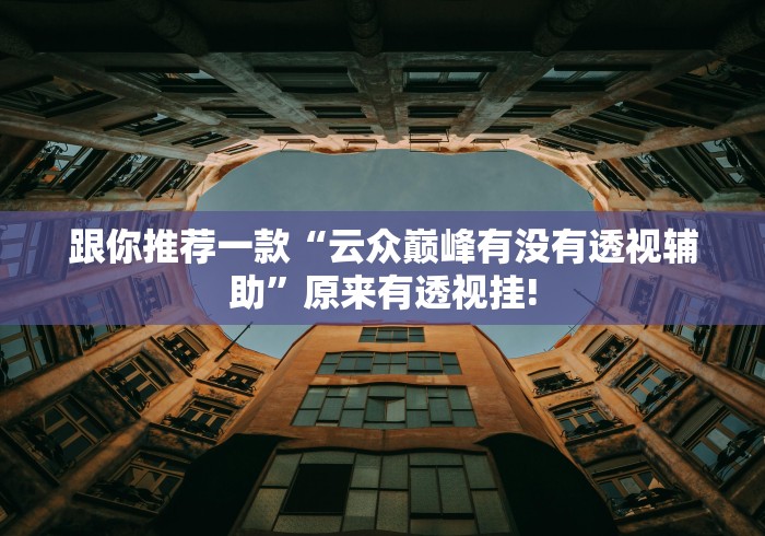 跟你推荐一款“云众巅峰有没有透视辅助”原来有透视挂!