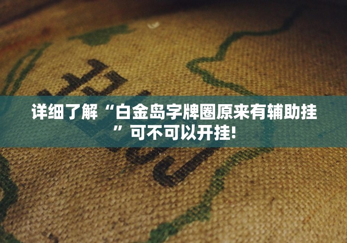 详细了解“白金岛字牌圈原来有辅助挂”可不可以开挂!