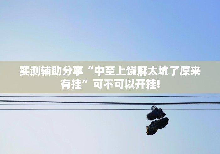 实测辅助分享“中至上饶麻太坑了原来有挂”可不可以开挂!