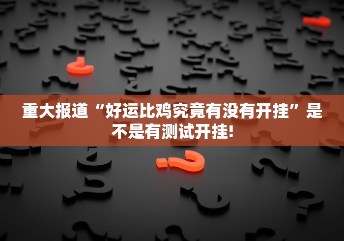 重大报道“好运比鸡究竟有没有开挂”是不是有测试开挂!