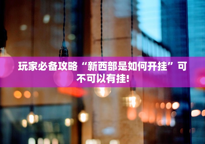 玩家必备攻略“新西部是如何开挂”可不可以有挂!