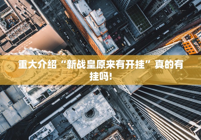 重大介绍“新战皇原来有开挂”真的有挂吗!