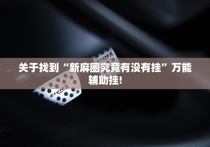 关于找到“新麻圈究竟有没有挂”万能辅助挂!