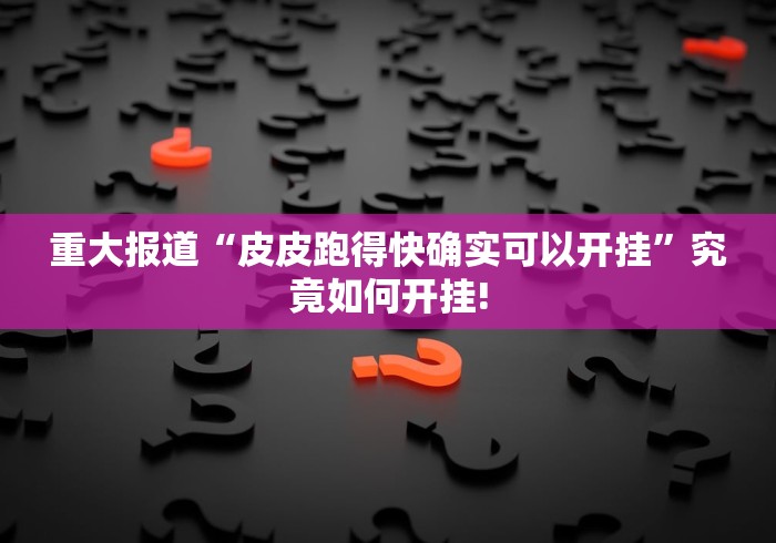 重大报道“皮皮跑得快确实可以开挂”究竟如何开挂!