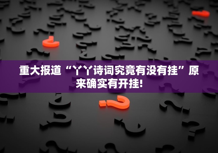 重大报道“丫丫诗词究竟有没有挂”原来确实有开挂!