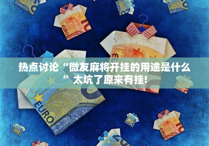 热点讨论“微友麻将开挂的用途是什么”太坑了原来有挂!