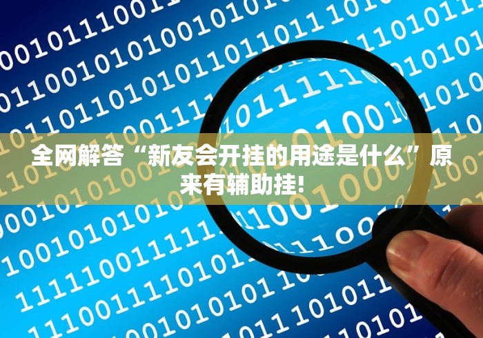 全网解答“新友会开挂的用途是什么”原来有辅助挂! 全网解答“新友会开挂的用途是什么”原来有辅助挂!